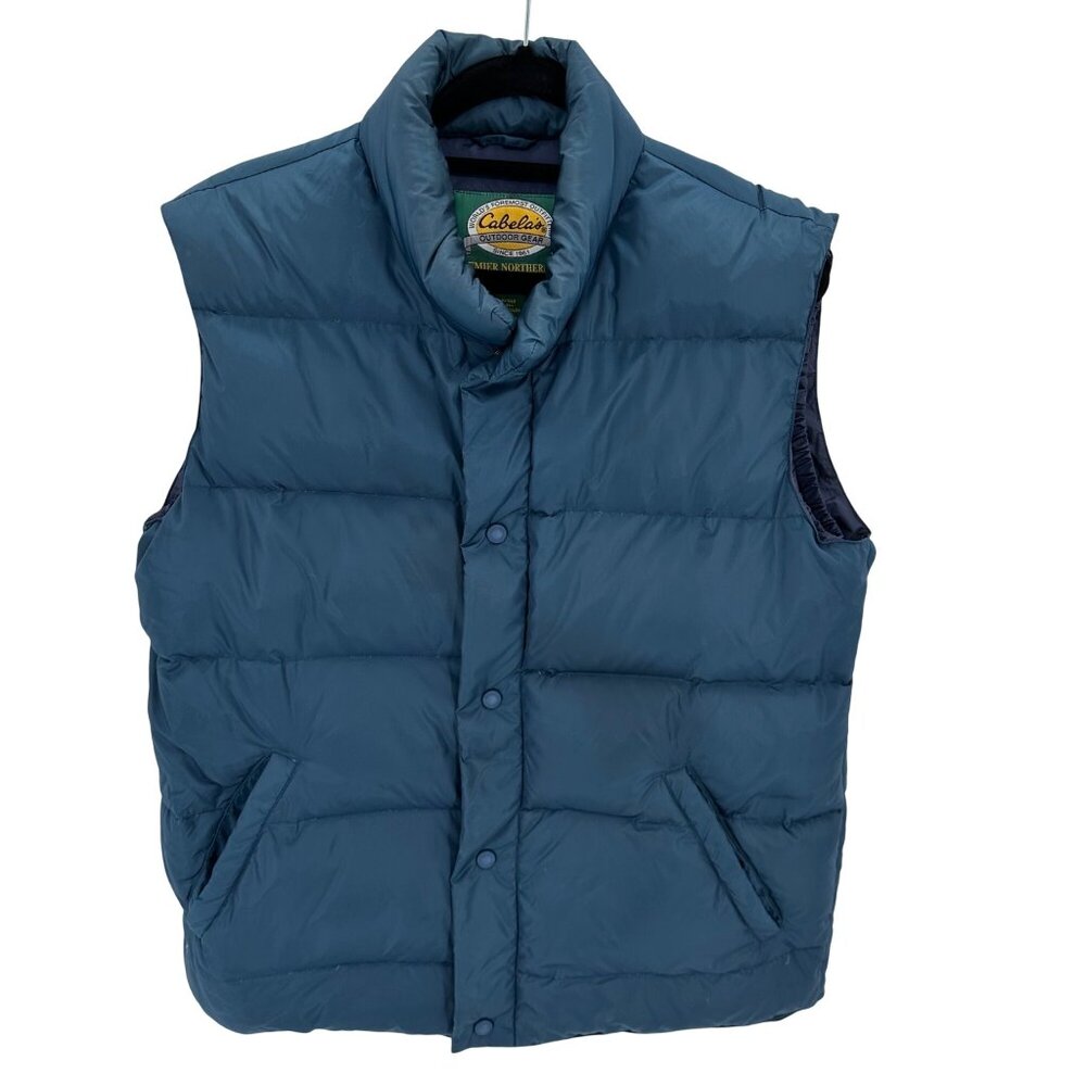 Cabelas Womens Premier Northern Goose Down Vest Blue Size M Reg